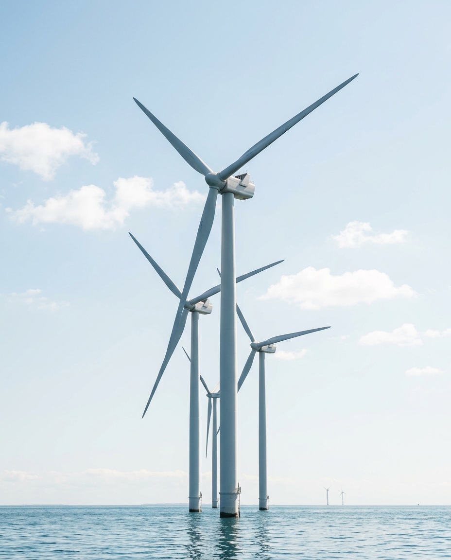Offshore wind turbines at sea